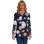 Space Galaxy Universe Stars Sky Long Sleeve Drawstring Hooded Top