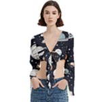 Space Galaxy Universe Stars Sky Trumpet Sleeve Cropped Top