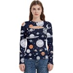 Space Galaxy Universe Stars Sky Women s Cut Out Long Sleeve T-Shirt