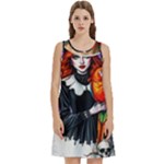 Halloween T-shirts design  Round Neck Sleeve Casual Dress With Pockets