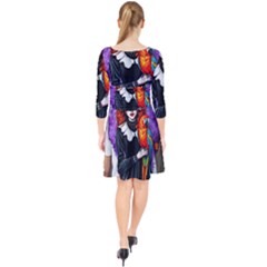 Quarter Sleeve Front Wrap Dress 