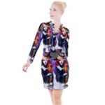 Halloween T-shirts design  Button Long Sleeve Dress