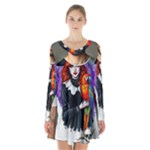 Halloween T-shirts design  Long Sleeve Velvet V-neck Dress