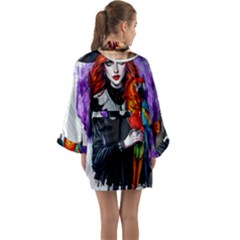 Long Sleeve Satin Kimono 