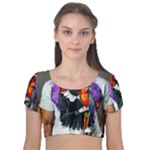 Halloween T-shirts design  Velvet Short Sleeve Crop Top 