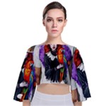 Halloween T-shirts design  Tie Back Butterfly Sleeve Chiffon Top