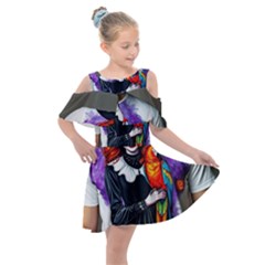 Kids  Shoulder Cutout Chiffon Dress 