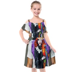 Kids  Cut Out Shoulders Chiffon Dress 