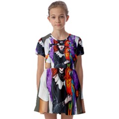 Kids  Short Sleeve Pinafore Style Dress 