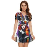 Halloween T-shirts design  V-Neck High Waist Chiffon Mini Dress