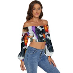 Long Sleeve Crinkled Weave Crop Top 