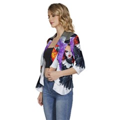 Women s 3/4 Sleeve Ruffle Edge Open Front Jacket 