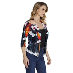 Women s Draped Front 3/4 Sleeve Shawl Collar Jacket 