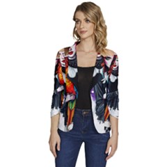 Women s One-Button 3/4 Sleeve Short Jacket 