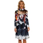 Halloween T-shirts design  Long Sleeve Shirt Collar A-Line Dress