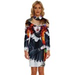 Halloween T-shirts design  Long Sleeve Shirt Collar Bodycon Dress