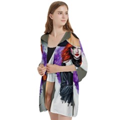 Open Front 3/4 Sleeve Batwing Chiffon Cardigan Kimono 