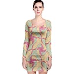 Abstract Pattern Design Scrapbooking Long Sleeve Bodycon Dress