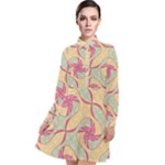 Abstract Pattern Design Scrapbooking Long Sleeve Chiffon Shirt Dress