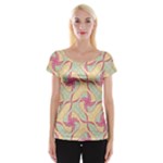 Abstract Pattern Design Scrapbooking Cap Sleeve Top