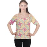 Abstract Pattern Design Scrapbooking Cutout Shoulder T-Shirt