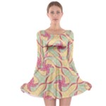 Abstract Pattern Design Scrapbooking Long Sleeve Skater Dress