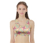 Abstract Pattern Design Scrapbooking Sports Bra with Border