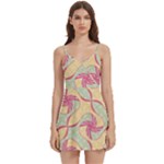 Abstract Pattern Design Scrapbooking Body Wrap Sleeveless V-Neck Mini Dress