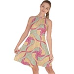 Abstract Pattern Design Scrapbooking Sleeveless Halter Neck A-Line Dress