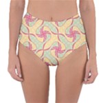 Abstract Pattern Design Scrapbooking Reversible High-Waist Bikini Bottoms