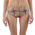 Abstract Pattern Design Scrapbooking Reversible Mid-Waist Bikini Bottoms