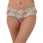 Abstract Pattern Design Scrapbooking Frill Bikini Bottoms