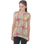 Abstract Pattern Design Scrapbooking Cap Sleeve High Low Top