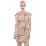 Abstract Pattern Design Scrapbooking Cap Sleeve Bodycon Dress