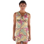 Abstract Pattern Design Scrapbooking Wrap Front Bodycon Dress