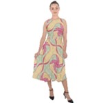 Abstract Pattern Design Scrapbooking Midi Tie-Back Chiffon Dress