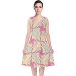 Abstract Pattern Design Scrapbooking V-Neck Midi Sleeveless Dress 