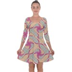 Abstract Pattern Design Scrapbooking Quarter Sleeve Skater Dress