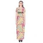 Abstract Pattern Design Scrapbooking Short Sleeve Maxi Dress