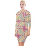 Abstract Pattern Design Scrapbooking Quarter Sleeve Hood Bodycon Dress