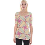 Abstract Pattern Design Scrapbooking Wide Neckline T-Shirt