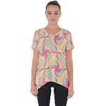 Abstract Pattern Design Scrapbooking Cut Out Side Drop T-Shirt