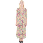 Abstract Pattern Design Scrapbooking Quarter Sleeve Wrap Maxi Dress