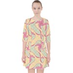 Abstract Pattern Design Scrapbooking Quarter Sleeve Pocket Dress