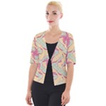 Abstract Pattern Design Scrapbooking Cropped Button Cardigan