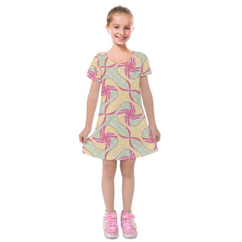 Abstract Pattern Design Scrapbooking Kids  Short Sleeve Velvet Dress from ArtsNow.com