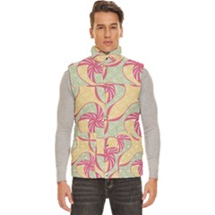 Abstract Pattern Design Scrapbooking Men s High Neck Button Up Puffer Vest from ArtsNow.com