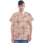 Abstract Pattern Design Scrapbooking Men s V-Neck Scrub Top