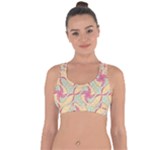 Abstract Pattern Design Scrapbooking Cross String Back Sports Bra