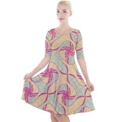 Quarter Sleeve A-Line Dress 